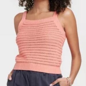 Universal Thread Open Weave Tank Sweater Coral Pink XL